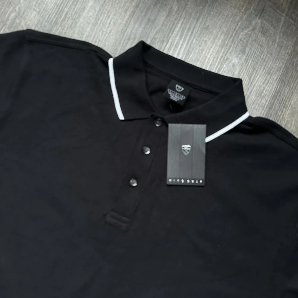 NEW Vintage Nike Golf‎ Polo Shirt Mens Large Black Cotton Tennis Sportswear 2004